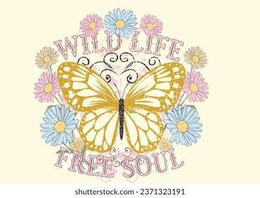 butterfly hand drawn design vector