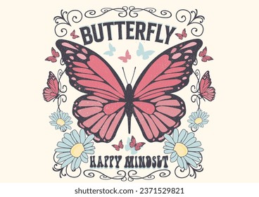 butterfly hand drawn design vector hand drawn  retro vintage