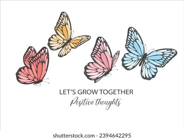 butterfly hand drawn design vector 