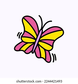 Butterfly Hand drawn doodle Valentine's Day illustration. Love and romantic cute icon.  Single element 