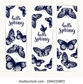 Butterfly hand drawn Isolated vector. Botanical illustration. Universal templates for invitation or packaging, scrapbooking. Engraving