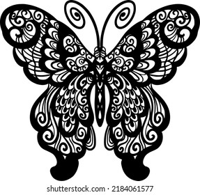 Butterfly Hand Drawn Line Art Outline Stock Vector (Royalty Free ...