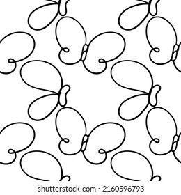 butterfly hand drawn seamless pattern on white background