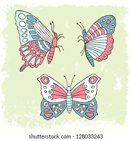 butterfly hand drawn set