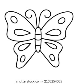 Schmetterling. Handgezeichnete Frühlingssymbole.