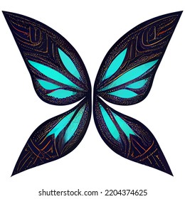 Butterfly hand drawn Stylish decorative design isolated on white elements tribal for tattoo or prints posters wall art vinyl decals, Vector 