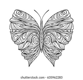 Butterfly hand drawn vector illustration.