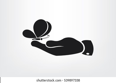 butterfly, hand icon vector illustration eps10.