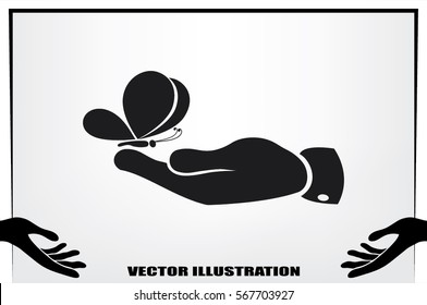 butterfly, hand icon vector illustration.