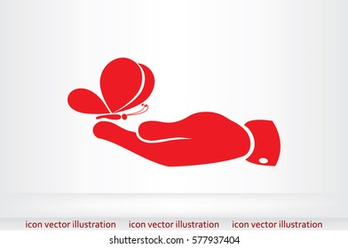 butterfly, hand icon vector illustration.