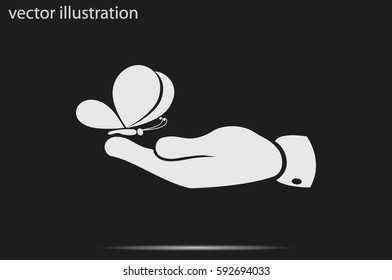 butterfly, hand icon vector illustration.