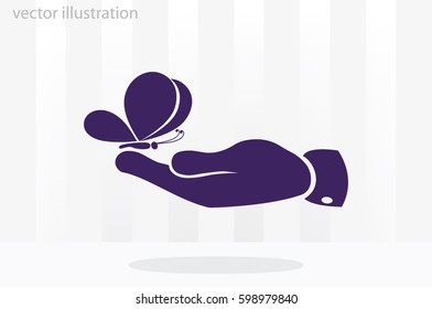butterfly, hand icon vector illustration eps10.