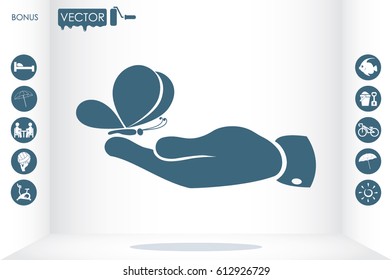 butterfly, hand icon vector illustration eps10.