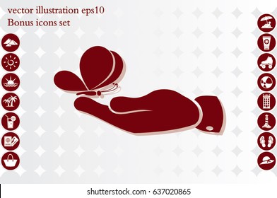 butterfly, hand icon vector illustration eps10.