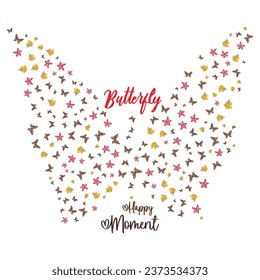 butterfly hand-drawn design vector. Butterfly with flower artwork for t-shirt print, poster, sticker, background, and other uses