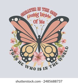 butterfly hand-drawn design vector. Butterfly with flower artwork for t-shirt print, poster, sticker, background, and other uses.