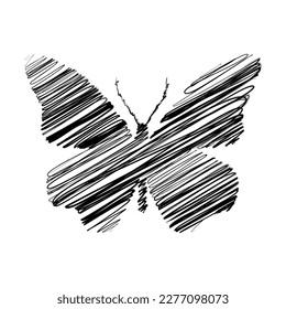 Butterfly Hand-drawn scribble line art on white background vector illustration design