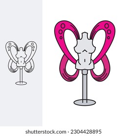 butterfly headless props Logo symbol and icon Template vector. logo with monoline style,