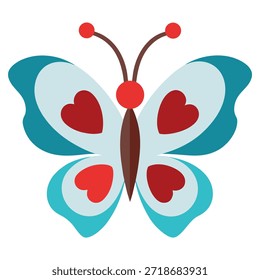 Mariposa con Elementos de corazón que simbolizan el amor ideal para tarjetas de felicitación de marca romántica y conceptos de diseño emocional