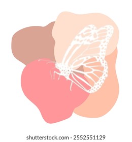 Butterfly and heart icon in flat style on a white background