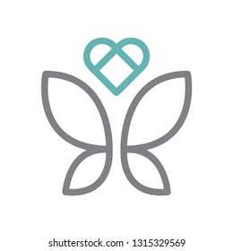 Butterfly with heart logo template