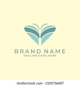 Butterfly and heart logo vector design template.