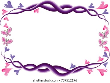 butterfly and heart shape border