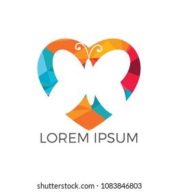 Butterfly heart shape logo design. Logo for cosmetics, lingerie, jewelry store.