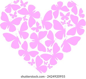 butterfly in heart shape. Symbolic for valentine's day. Vector illustration.