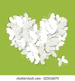 Butterfly heart shape for your design. Vector illustration