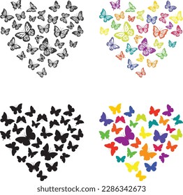Butterfly heart, Butterfly silhouette, Butterfly rainbow