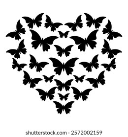 Butterfly heart silhouette vector icon,modern and elegant design ideas,isolated on white background,can be for decoration