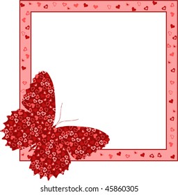 butterfly with heart texture on frame vector