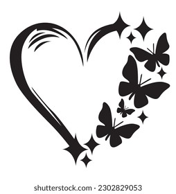 Butterfly heart Wall Decal wall sticker 