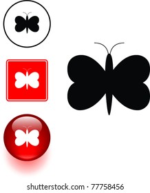 butterfly with heart wings symbol sign and button