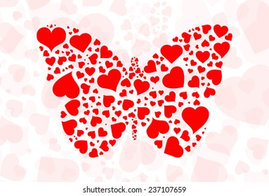 Butterfly of Hearts. Editable Vector Illustration. Vector EPS and High Resolution JPG Files Include