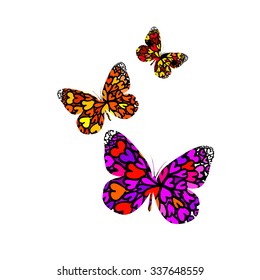 Butterfly Hearts. Vector