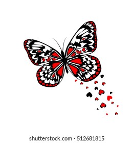 butterfly with hearts. Vector