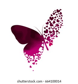 Butterfly from hearts. Vector