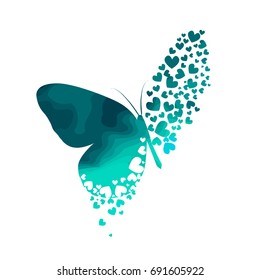 Butterfly from hearts. Vector