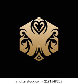 Butterfly Hexagon Luxury Ornament Logo