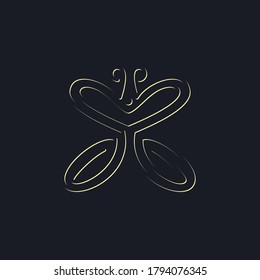 butterfly with hidden heart logo with thin line style logo