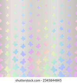 Butterfly holographic seamless pattern. Repeating border butterflys iridescent foil. Hologram cute background. Repeated rainbow texture. Neon cute patern. Holography design prints. Vector illustration