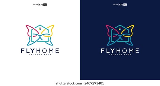 Butterfly with House for Home Real Estate Residential Mortgage Apartment Building Logo Design