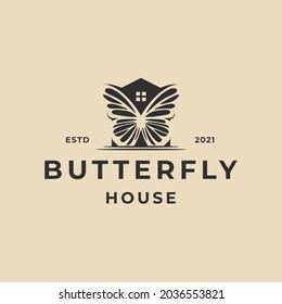 Butterfly House Logo Icon Vector Template