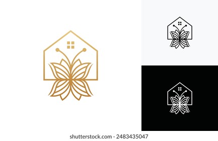 Butterfly house Logo vector template. Butterfly house logo icon	