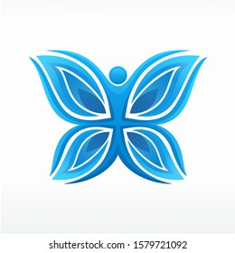 Butterfly human figure logo Vector
