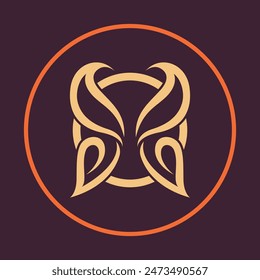 Butterfly Icon abstract beautiful brown background vector illustration design