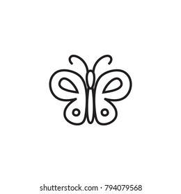 Butterfly icon. Abstract modern decoration. Vector illustration. One line drawing. Fancy line art. Black and white. Trendy concept for logo, card, banner, poster flyer