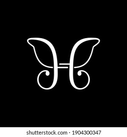 Butterfly icon. Abstract vector letter H logo design
